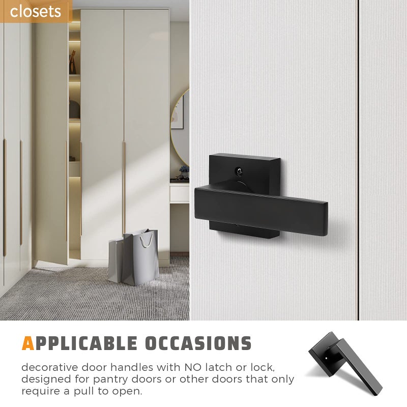 KNOBWELL 10 Pack Single Sided Heavy Duty Black Interior Door Handles Right/Left Handing Dummy Lever Dummy Function Matte Black Door Handle 0.93 lb One Lever - Image 3